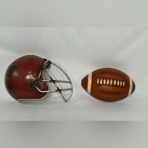 Vintage Football Helmet & Football Wall Plaques Autumnal Man Cave Sports Room